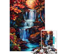 Rompecabezas de 1000 Piezas para Adultos Cascada majestuosa de otoño Juego práctico de análisis y lógica difícil y desafiante (tamaño 50x75cm)