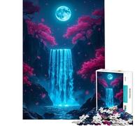 Rompecabezas de 1000 Piezas para Adultos Cascada mística con Flores de Cerezo Rompecabezas de 1000 Piezas Juguete Decoración de Pared Alivia el estrés Regalo de cumpleaños Regalos de Viaje (50x75cm)