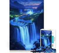 Rompecabezas de 1000 Piezas para Adultos Cascada Nocturna, Juguete Que desafía la Mente, Divertido (38x52cm)