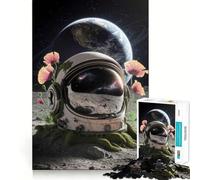 Rompecabezas de 1000 Piezas para Adultos Casco de Astronauta en la Luna,Bordes Finos,Manualidades,Juego Divertido y Relajante,Regalo de cumpleaños para Aficionados (38x52cm)