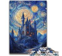 Rompecabezas de 1000 Piezas para Adultos Castillo bajo Las Estrellas, difícil y desafiante, con póster a Juego y Hoja de Trivia para Mayores de 14 años, 50x75cm