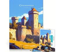 Rompecabezas de 1000 Piezas para Adultos Castillo de Carcasona,diseño de Corte preciso,Divertido Juego de ingenio,Ideal para el Tiempo Libre y como Actividad de cumpleaños (50x75cm)