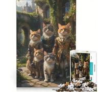 Rompecabezas de 1000 Piezas para Adultos: Castillo de Gatos aristócratas, Juguetes antiestrés, dificultad difícil, Lista de Deseos con Papá Noel 50x75cm