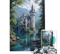 Rompecabezas de 1000 Piezas para Adultos Castillo de Piedra Junto al Lago Rompecabezas para Adolescentes Juegos Familiares Una Obra de Arte Diversión en casa (Tamaño 38x26cm)