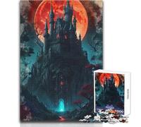 Rompecabezas de 1000 Piezas para Adultos, Castillo Gótico Bajo la Luna de Sangre, Regalo para Mujeres, Juego Educativo, Regalo de Amigo Secreto (tamaño 38x52cm)