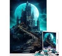 Rompecabezas de 1000 Piezas para Adultos Castillo Iluminado por la Luna Juguete Educativo Gran Regalo para Juegos Juego práctico difícil y desafiante tamaño 38x26cm