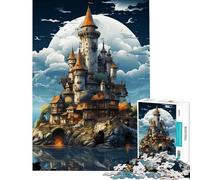 Rompecabezas de 1000 Piezas para Adultos Castillo Medieval con Foso Juegos relajantes Juguetes educativos y de Aprendizaje Un Gran Regalo para Mujeres (tamaño 38x26cm)