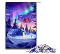 Rompecabezas de 1000 Piezas para Adultos Castillos de Hielo bajo la Aurora Boreal Un Juego desafiante Una Obra de Arte Apto para Adolescentes de 14 años en adelante 75x50cm
