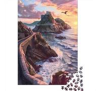 Rompecabezas De 1000 Piezas para Adultos Castle on The Cliff at Sunset Rompecabezas para Adultos Juegos Familiares Decoración del Hogar Desafío Educativo 38x26cm/1000pcs