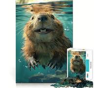 Rompecabezas de 1000 Piezas para Adultos Castor,mar,decoración Ideal,Juego de concentración Mental,Juego Relajante,Escena navideña (38x26cm)