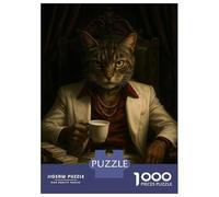 Rompecabezas De 1000 Piezas para Adultos Cat Boss with Money and Cigar Rompecabezas para Adultos Juegos De Relajación Desafío Difícil Ayuda A Ejercitar El Cerebro 70x50cm/1000pcs