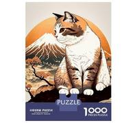 Rompecabezas De 1000 Piezas para Adultos Cat Cherry Blossom Japan Rompecabezas para Adultos Juegos Relajantes Regalo De Cumpleaños Regalos Y Cumpleaños Únicos 52x38cm/1000pcs