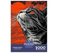 Rompecabezas De 1000 Piezas para Adultos Cat Gazing at The Orange Sky Rompecabezas para Adultos Juego De Ingenio Pero Divertido Y Humorístico Regalos De Cumpleaños Y Únicos 70x50cm/1000pcs
