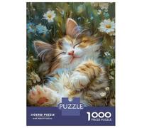Rompecabezas De 1000 Piezas para Adultos Cat in Garden Flowers Rompecabezas para Adultos Juego Familiar Alivia El Estrés Difícil Y Desafiante 38x26cm/1000pcs
