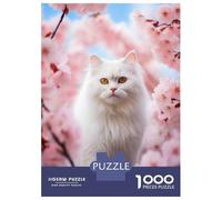 Rompecabezas De 1000 Piezas para Adultos Cat in Spring Pink Bloom Rompecabezas para Adolescentes Juguetes Antiestrés Desafío Difícil Actividades Divertidas En Casa 70x50cm/1000pcs