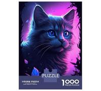 Rompecabezas De 1000 Piezas para Adultos Cat Kitten Purple Glow Rompecabezas para Adultos Juguetes Antiestrés Decoración Perfecta Cumpleaños Y Navidad 70x50cm/1000pcs
