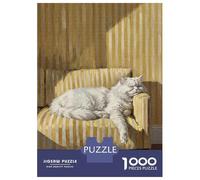 Rompecabezas De 1000 Piezas para Adultos Cat Nap on Striped Chair Rompecabezas Juego De Ingenio Alivia El Estrés Cumpleaños 38x26cm/1000pcs