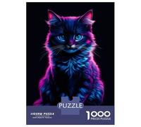 Rompecabezas De 1000 Piezas para Adultos Cat Neon Rompecabezas para Adultos: Análisis Práctico del Juego Y Lógica, Toda La Familia 38x26cm/1000pcs