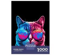 Rompecabezas De 1000 Piezas para Adultos Cat Neon Rompecabezas para Adultos Juegos Divertidos Análisis Y Lógica Regalos para Amigos Y Familiares 38x26cm/1000pcs