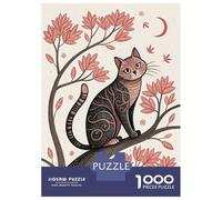 Rompecabezas De 1000 Piezas para Adultos Cat on A Branch with Autumn Leaves Rompecabezas para Adultos Juego Familiar Carrera De Velocidad Manual Desafiante para Completar 52x38cm/1000pcs