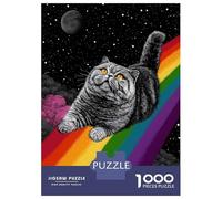 Rompecabezas De 1000 Piezas para Adultos Cat on Rainbow Bridge in Space Rompecabezas para Adultos Juguetes Antiestrés para La Diversión Familiar Regalos De Cumpleaños Y Únicos 52x38cm/1000pcs