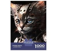 Rompecabezas De 1000 Piezas para Adultos Cat Robot Rompecabezas para Adultos Juegos De Relajación Desafío Difícil Ayuda A Ejercitar El Cerebro 52x38cm/1000pcs