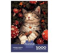Rompecabezas De 1000 Piezas para Adultos Cat Sleeping in Autumn Leaves Rompecabezas Juego De Ingenio Carrera De Velocidad De Manos Interacción Entre Padres E Hijos 70x50cm/1000pcs