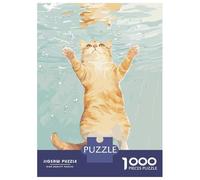 Rompecabezas De 1000 Piezas para Adultos Cat Swimming Underwater Illustration Rompecabezas para Adultos Juegos Relajantes Desafío Difícil Reducción del Estrés Regalos 38x26cm/1000pcs