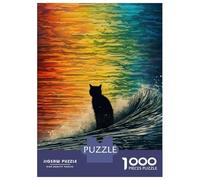 Rompecabezas De 1000 Piezas para Adultos Cat Wave Split Rompecabezas para Adultos Juegos Familiares Desafío Difícil para Cumpleaños, Navidad 52x38cm/1000pcs