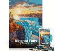 Rompecabezas de 1000 Piezas para Adultos Cataratas del Niágara al Atardecer,Rompecabezas de lógica Divertido y fácil de Usar,Juego Casual,Escena navideña (38x52cm)