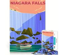 Rompecabezas de 1000 Piezas para Adultos Cataratas del Niágara Arte de Corte Fino Juego de Habilidad Mental Juego de Tiempo Tranquilo Exhibición de Arte navideño (50x75cm)