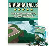 Rompecabezas de 1000 Piezas para Adultos,Cataratas del Niágara,diseño Vintage,Corte, Juego para concentrarse,Regalo Ideal para un Juego Tranquilo,Regalo o Simplemente para un Aficionado