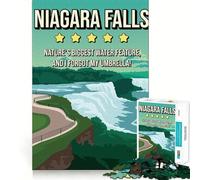 Rompecabezas de 1000 Piezas para Adultos Cataratas del Niágara,Poste Vintage,Articulación Fina,Diversión Inteligente,Desafío,Juego Tranquilo,Tiempo de Juego,Regalo de Cumpleaños,Afición (38x52cm)