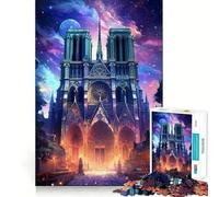 Rompecabezas de 1000 Piezas para Adultos Catedral de Notre Dame de París,diseño artístico de Corte preciso,desafío Mental,Juego Divertido para Pasar el rato,Regalo de cumpleaños (50x75cm)