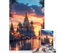 Rompecabezas de 1000 Piezas para Adultos Catedral de San Basilio Atardecer Juguete Educativo Regalos para Mujeres y Hombres Juego práctico Colección de Artistas Bellas Artes Tamaño 38x26cm