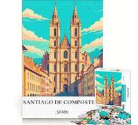 Rompecabezas de 1000 Piezas para Adultos: Catedral de Santiago de Compostela, Juguetes para armar, interacción Entre Padres e Hijos, fortalece el Amor Entre Parejas 38x52cm