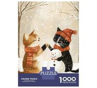 Rompecabezas De 1000 Piezas para Adultos Cats Building Snowman Rompecabezas para Adultos Juegos Divertidos Una Obra De Arte Oferta como Regalos para Toda La Familia 70x50cm/1000pcs