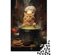 Rompecabezas De 1000 Piezas para Adultos Cats Cooking Pasta Rompecabezas para Adultos Juguetes Antiestrés Carrera De Velocidad Manual Interacción Entre Padres E Hijos 70x50cm/1000pcs