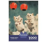 Rompecabezas De 1000 Piezas para Adultos Cats Flying with Lanterns Rompecabezas para Adultos Juguete Decoración De Pared Decoración del Hogar Interacción Entre Padres E Hijos 52x38cm/1000pcs