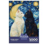Rompecabezas De 1000 Piezas para Adultos Cats In Love Van Gogh Rompecabezas Juego De Ingenio Carrera De Velocidad De Manos Interacción Entre Padres E Hijos 52x38cm/1000pcs