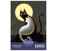 Rompecabezas De 1000 Piezas para Adultos Cats in The Moonlight Rompecabezas para Adolescentes Juguetes Antiestrés Patrón De Ensamblaje Cumpleaños 38x26cm/1000pcs