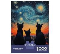 Rompecabezas De 1000 Piezas para Adultos Cats & Starry Night Rompecabezas para Adultos Juego De Ingenio Desafío Difícil Desafiante De Completar 70x50cm/1000pcs
