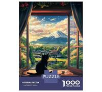 Rompecabezas De 1000 Piezas para Adultos Cat'S View of Mount Fuji Rompecabezas para Adultos Juego De Ingenio Patrón De Ensamblaje Oferta como Regalo para Toda La Familia 70x50cm/1000pcs