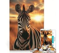 Rompecabezas de 1000 Piezas para Adultos Cebra al Atardecer Animal Juego práctico Entrena tu Cerebro y Tus Manos Cada Pieza es única 50x75cm