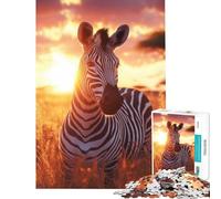 Rompecabezas de 1000 Piezas para Adultos Cebra Atardecer Armonía Juego Imposible Juguetes Adictivos para Cultivar la Paciencia Regalos de Cumpleaños para Diversión Familiar Tamaño 75x50cm