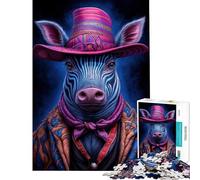 Rompecabezas de 1000 Piezas para Adultos Cebra neón Vaquera desafío Educativo Una Obra de Arte Juguetes antiestrés para Mayores de 14 años (50x75cm)