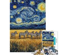 Rompecabezas de 1000 Piezas para Adultos Cebras bajo un Cielo Estrellado Juego Familiar de Rompecabezas con un desafío difícil Regalos para Amigos y Familiares (tamaño 50x75cm)