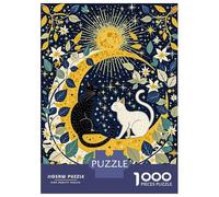 Rompecabezas De 1000 Piezas para Adultos Celestial Cats on Crescent Moon Rompecabezas para Adultos Juego Familiar Análisis Y Lógica Cumpleaños Y Navidad 70x50cm/1000pcs