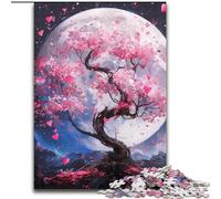 Rompecabezas de 1000 Piezas para Adultos: Cerezos en Flor bajo la Luna Rompecabezas de 26x38cm Juego Interactivo para la Familia, Apto para Mayores de 14 años