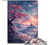 Rompecabezas de 1000 Piezas para Adultos,cerezos en Flor en el acantilado,de Madera,Ideal para Decorar o como Regalo de cumpleaños,50x75cm,un Rompecabezas desafiante y Relajante para Adolescentes